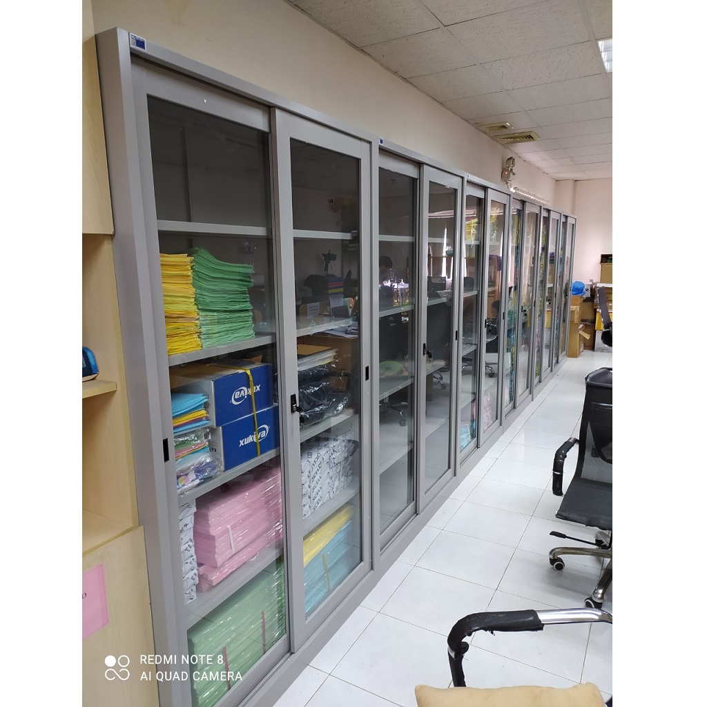 Tủ hồ sơ 2 cánh kính lùa hàn liền